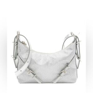 NWT Givenchy Mini Voyou Shoulder or Crossbody Bag Silvery Crystal